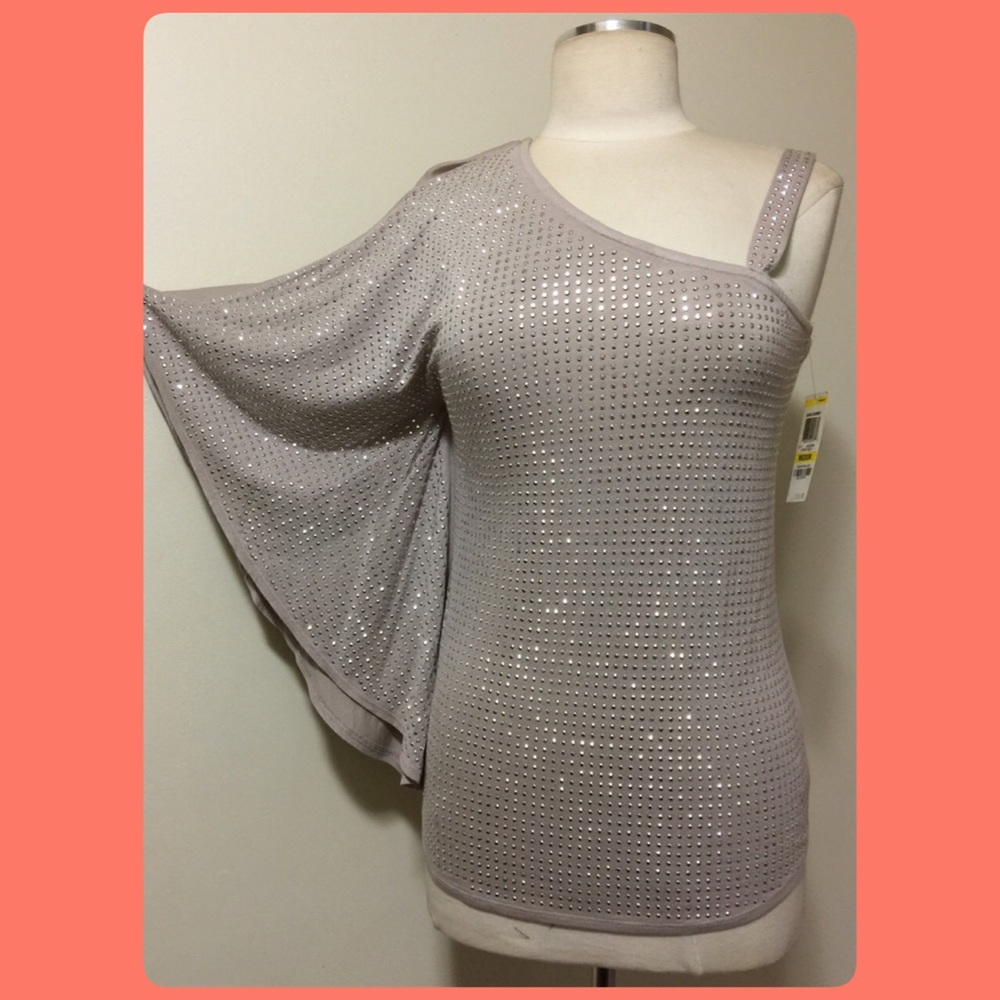 ♥️♥️♥️INC BEDAZZLED ONE SHOULDER TOP NWT Sz M💋💋